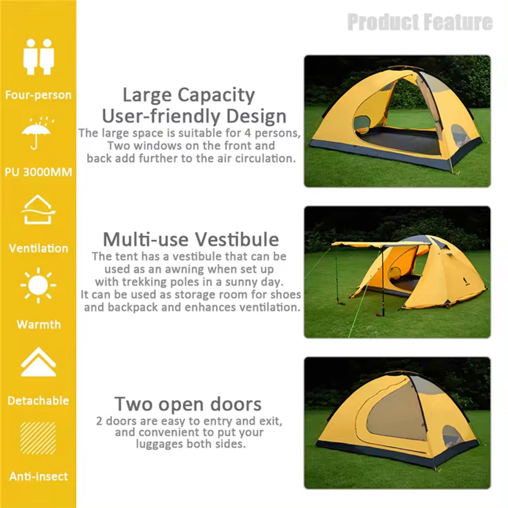 Geertop Gear Top Alpine Tent Sunshade Waterproof 4 Person Ultralight Camping Tent