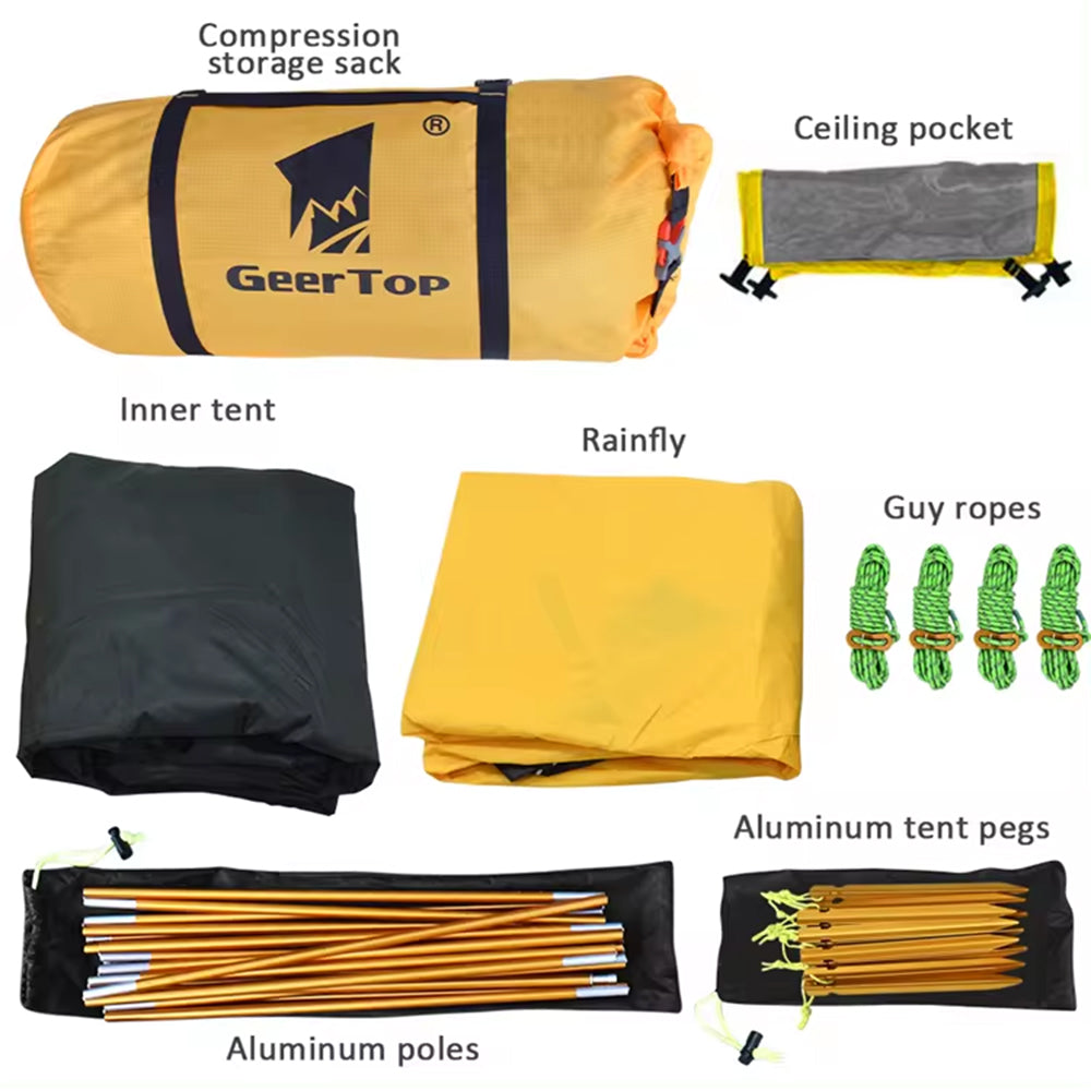 Geertop Gear Top Alpine Tent Sunshade Waterproof 4 Person Ultralight Camping Tent