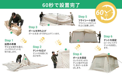 【KingCamp｜キングキャンプ】MOUNTAIN IN 2 トンネルテント 4人用 430×270×220cm（カーキ）