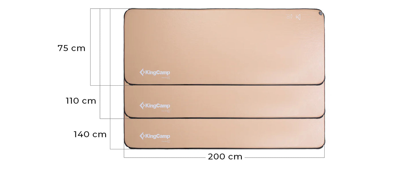 【KingCamp｜キングキャンプ】Flexi Rest 5.0 Plus｜ワイドシングル インフレーターマット 200×110×5cm（カーキ）