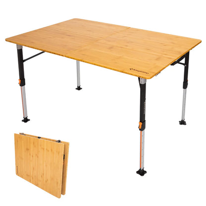 KingCamp 折りたたみテーブル 竹製 120×80 高さ調整 キャンプ KingCamp｜キングキャンプ】Bamboo P12080｜折りたたみ竹製