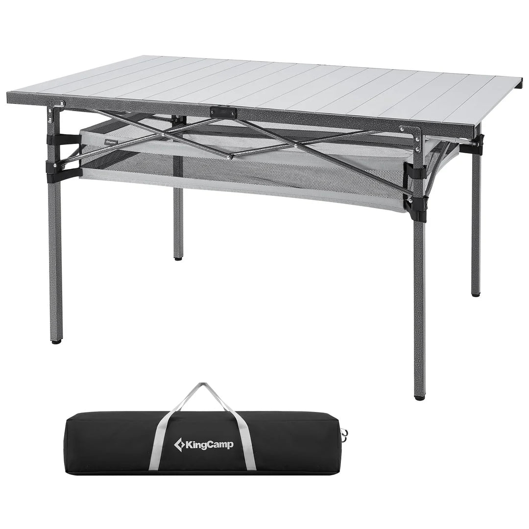 【KingCamp｜キングキャンプ】アウトドアテーブル アルミキャンプ ロールテーブル（ブラック／シルバー）