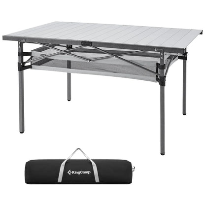 【KingCamp｜キングキャンプ】アウトドアテーブル アルミキャンプ ロールテーブル（ブラック／シルバー）