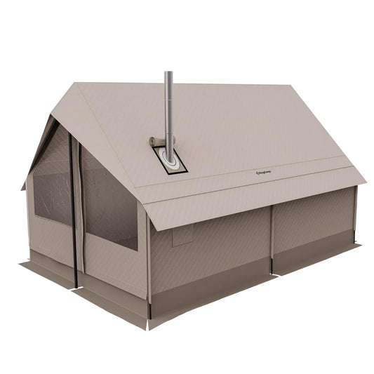 【KingCamp｜キングキャンプ】MOUNTAIN IN C4 ロッジ型テント｜薪ストーブ対応・TPU窓付き・3～5人用（カーキ）