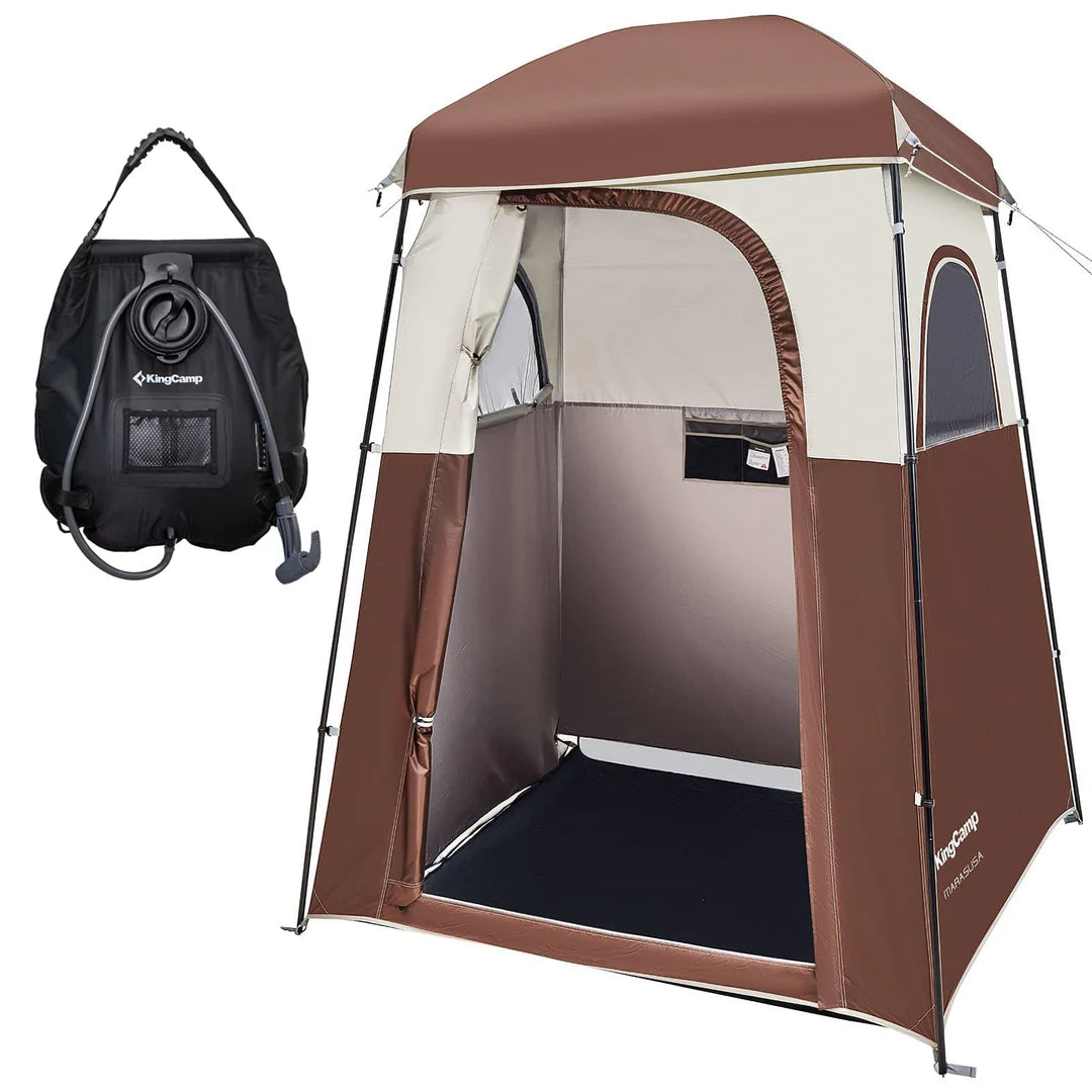 【KingCamp｜キングキャンプ】着替えテント＆ポータブルシャワールーム｜簡易トイレ・更衣室・災害用多機能シェルター（ブラック／グレー・コーヒー）