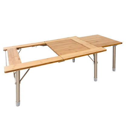 【KingCamp｜キングキャンプ】竹製グリルテーブル 折りたたみ式 高さ調整可能 囲炉裏対応 2WAYキャンプテーブル（ナチュラル）