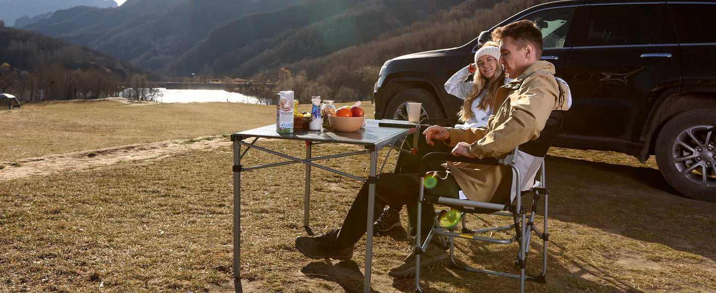 【KingCamp｜キングキャンプ】アウトドアロールテーブル アルミキャンプテーブル 107×70×70cm（シルバー／ブラック）