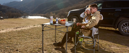 【KingCamp｜キングキャンプ】アウトドアロールテーブル アルミキャンプテーブル 107×70×70cm（シルバー／ブラック）