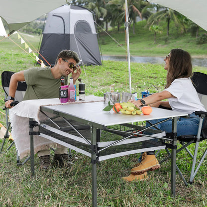 【KingCamp｜キングキャンプ】アウトドアテーブル アルミキャンプ ロールテーブル（ブラック／シルバー）