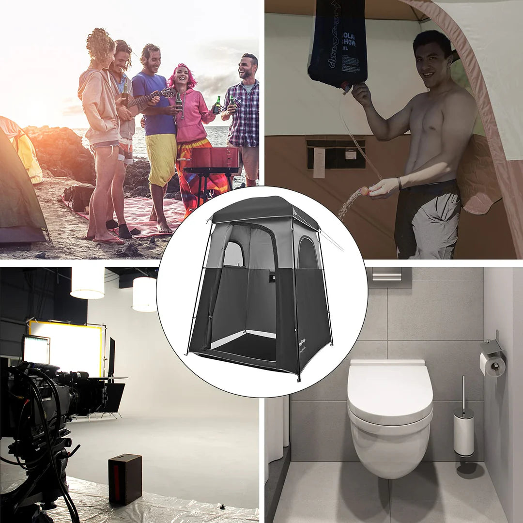 【KingCamp｜キングキャンプ】着替えテント＆ポータブルシャワールーム｜簡易トイレ・更衣室・災害用多機能シェルター（ブラック／グレー・コーヒー）