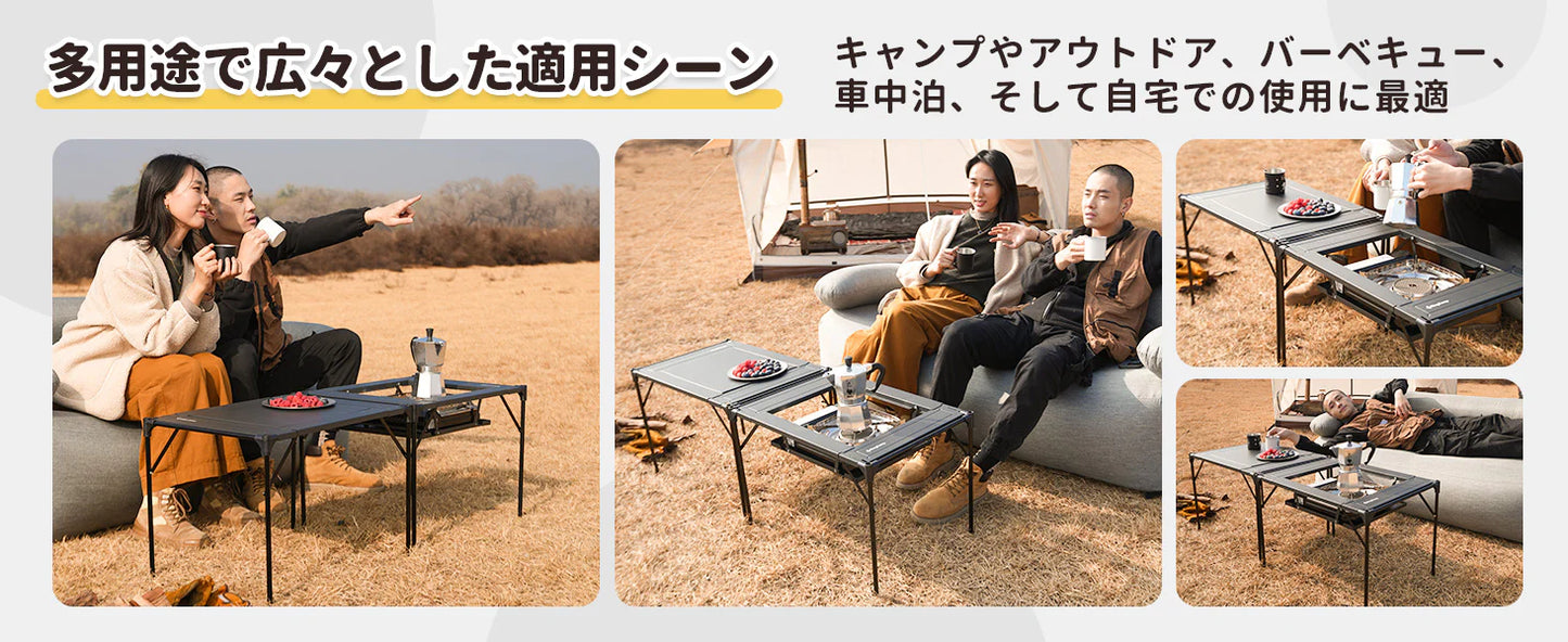 【KingCamp｜キングキャンプ】Aluminum Folding Table｜折りたたみ式 アウトドアテーブル コンロ対応 61×42×42cm
