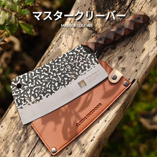 KZM Master Cleaver 露營中國刀具炊具帶盒豪華 Kazumi 戶外 KZM OUTDOOR MASTER CLEAVER