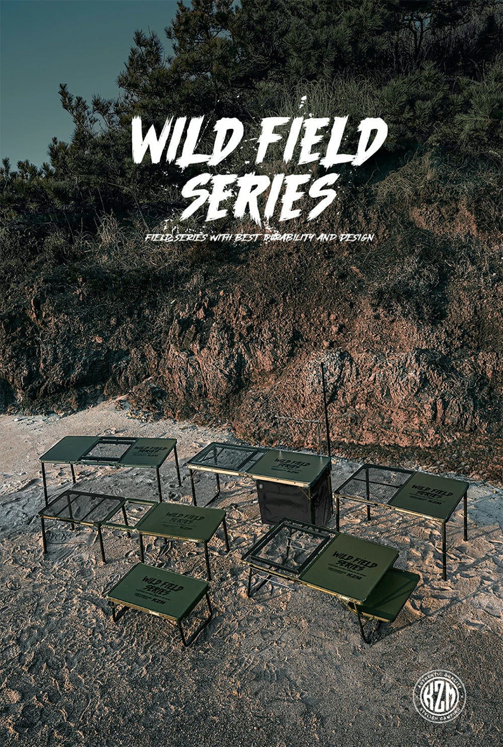 KZM Wild Field Grand Table Mini Aluminum Steel Easy to set up Foldable Kazumi Outdoor KZM OUTDOOR