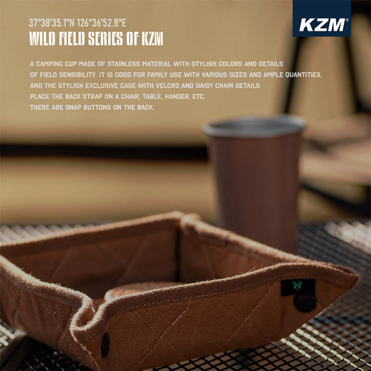 KZM Kazumi Canvas Field Camping Tray Set Snap-on Grip Pot Holder x 2 Tray M x 1 Tray L x 1 Kazumi Outdoor KZM OUTDOOR