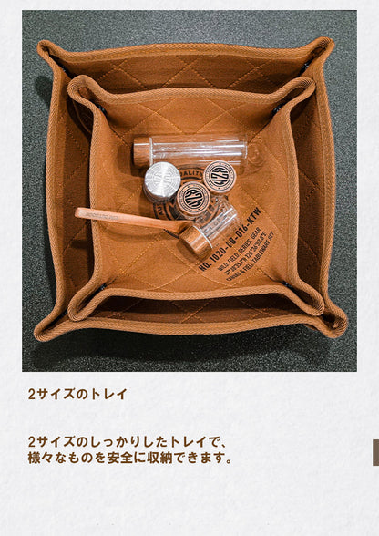 KZM Kazumi Canvas Field Camping Tray Set Snap-on Grip Pot Holder x 2 Tray M x 1 Tray L x 1 Kazumi Outdoor KZM OUTDOOR