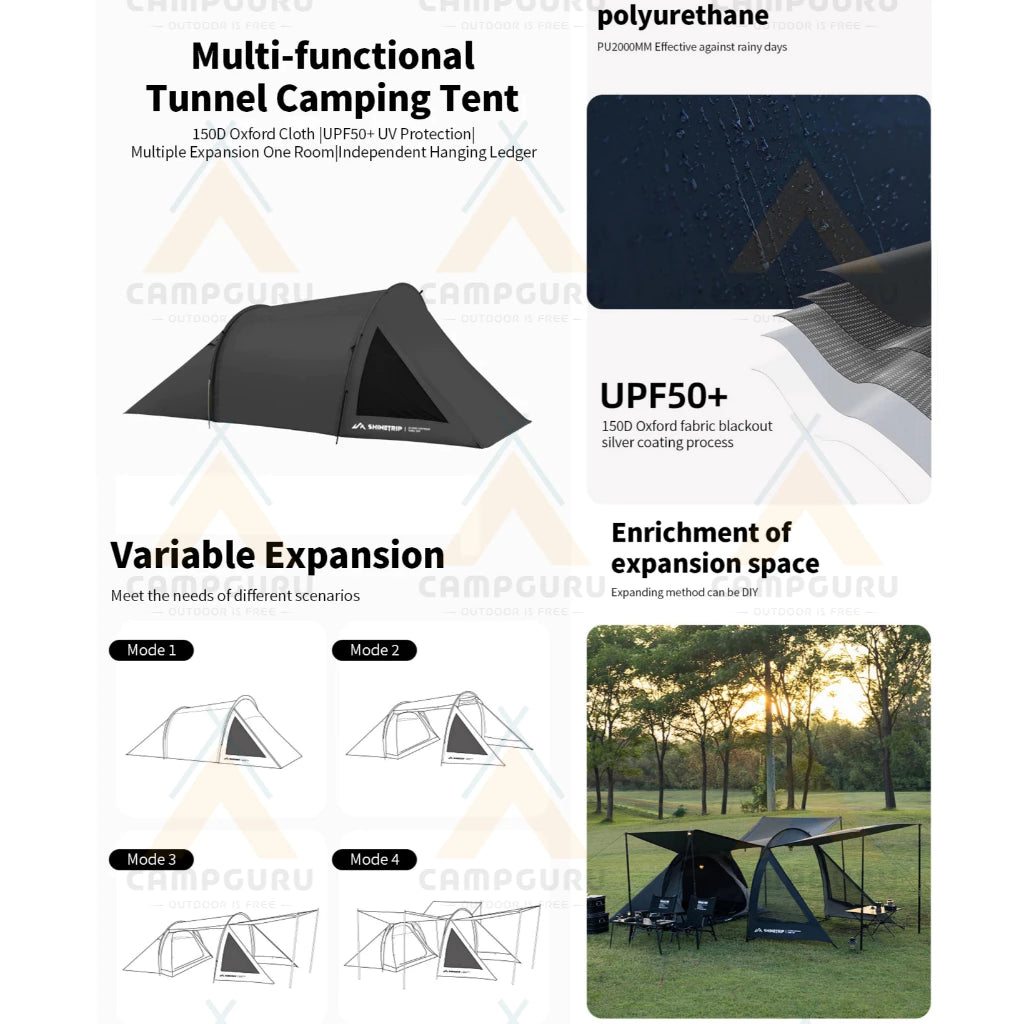 山趣（やましゅみ）／SHINE TRIP Outdoors（シャイン・トリップ アウトドアーズ）#05 ライトトンネルテント｜軽量アルミポールトンネル型テント（3カラー）