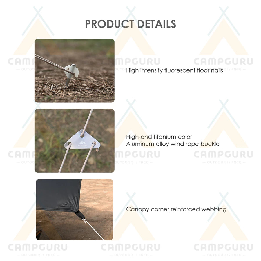 SHINE TRIP Outdoors（シャイン・トリップ／山趣）Hexagonal Vinyl Skylight 六角黒膠天幕（Gold／Black）