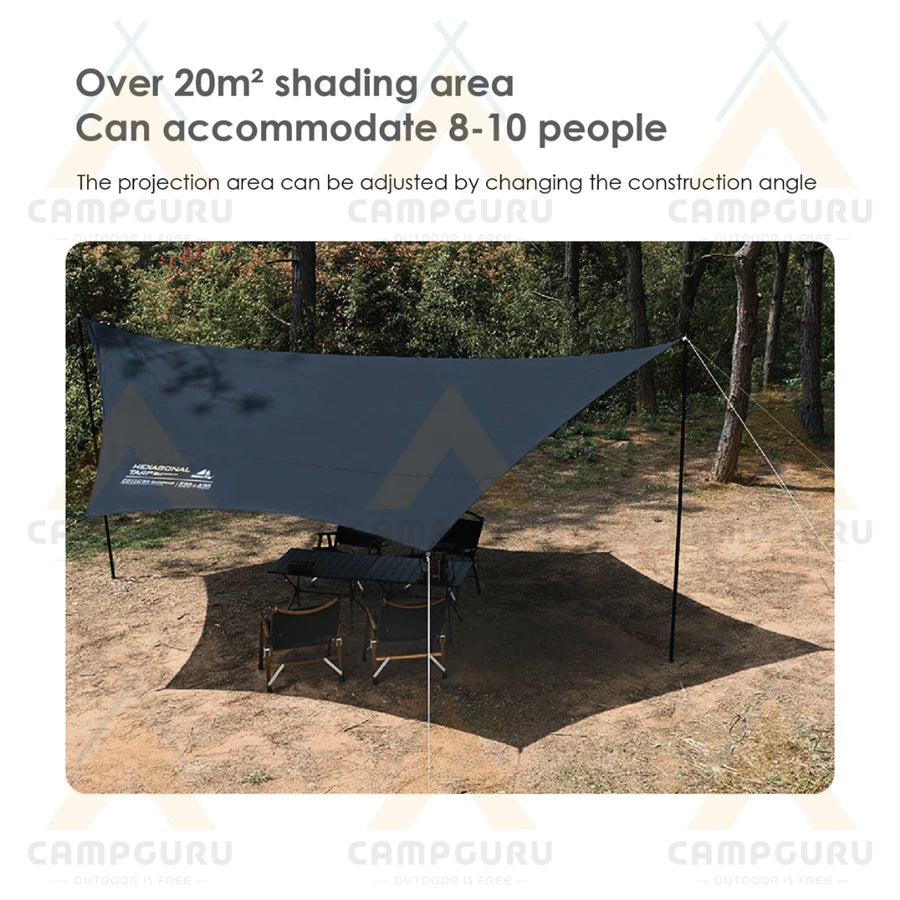 SHINE TRIP Outdoors（シャイン・トリップ／山趣）Hexagonal Vinyl Skylight 六角黒膠天幕（Gold／Black）