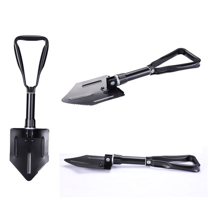 PlayDo 3-fold handle multi-functional portable camping shovel steel folding shovel multi-shovel PlayDo Foldable carbon steel shovel