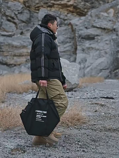 山趣（ShineTrip） 焚き火テーブル4点セット（本体＋ステンレスグリル＋火ばさみ55cm＋耐熱クロスM） ブラック