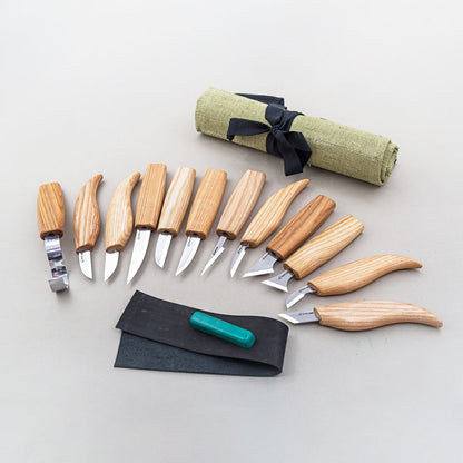 ビーバークラフト ウッドカービングセット ナイフ12本 キャンバスロールツールセット Beaver Craft Wood Carving Set of 12 Knives