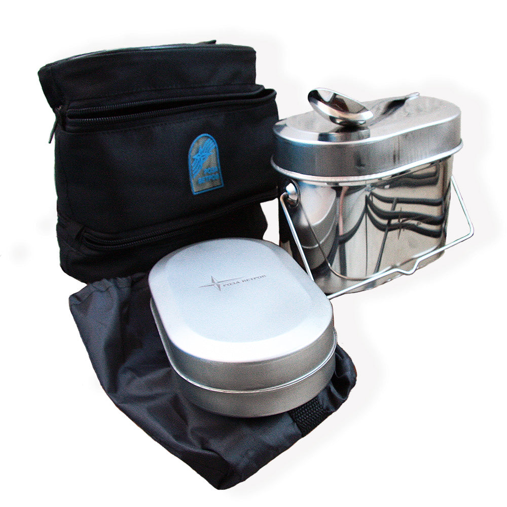 ROZA VETROV Set of Field Dishes Roza Vetrov Set of Field Dishes Stainless Steel Mess Kit, Water Bottle and Spoon Set