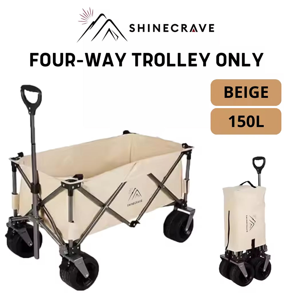 SHINECRAVE 折疊搬運車 折疊車 150L 帶煞車 10CM 寬輪桌面 包含負載能力 100KG