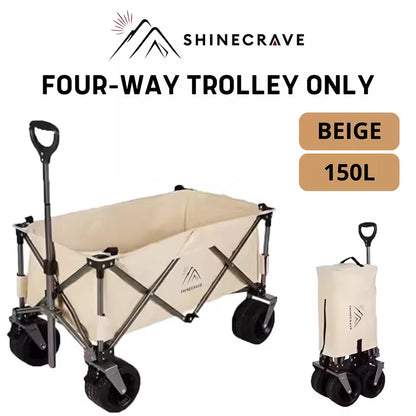 SHINECRAVE 折疊搬運車 折疊車 150L 帶煞車 10CM 寬輪桌面 包含負載能力 100KG