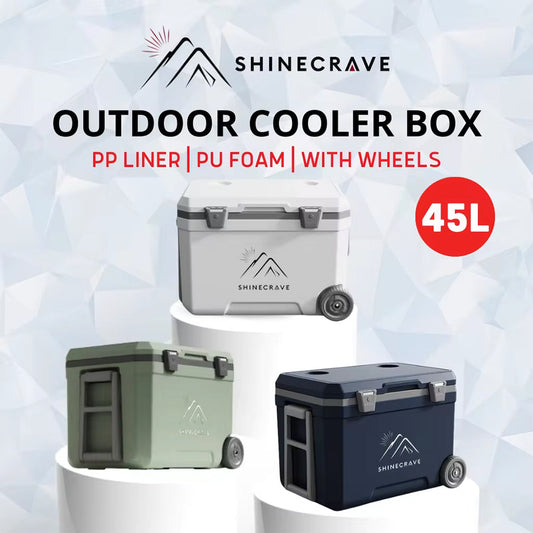 SHINECRAVE Outdoor Cooler Box 45L PP Liner Cooler Box with Wheels Camping Cooler Box