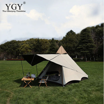 YGY Double Layer Glamping Instant Setup Tent Pyramid Tent 2-3 Person Waterproof Family Tent 4 Seasons Tipi