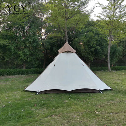 YGY Double Layer Glamping Instant Setup Tent Pyramid Tent 2-3 Person Waterproof Family Tent 4 Seasons Tipi