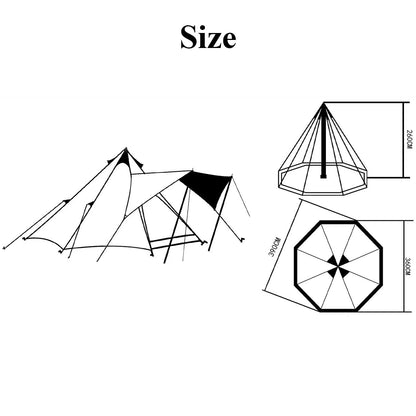 YGY Double Layer Glamping Instant Setup Tent Pyramid Tent 4-6 Person Waterproof Family Tent 4 Seasons Tipi