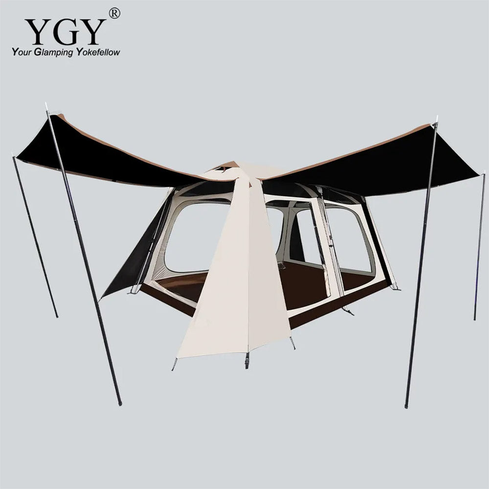 YGY Instant Cabin Tent for 4-6 People, 6 Mesh Doors, 2 Rooms, Family Tent, Easy Setup, Waterproof, Windproof, Double Wall