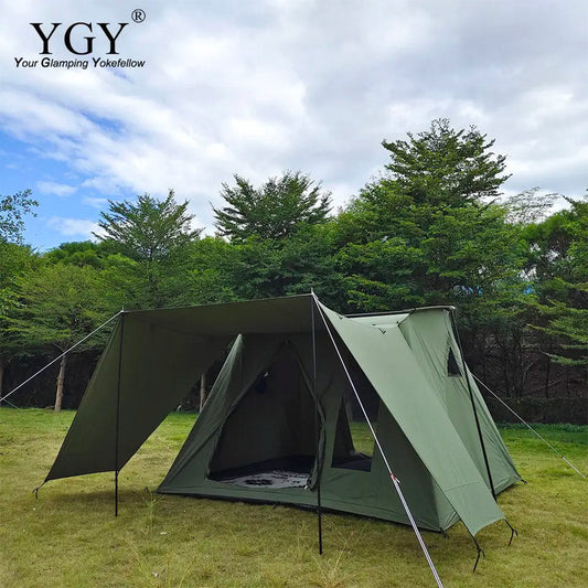 YGY Cabin Tent, TC Tent, Glamping Tent, Large Tent, 5 or More People, House-Shaped Tent