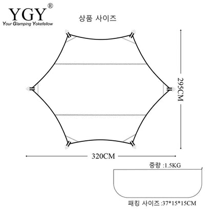 YGY TC Tarp Hexagon Tarp Waterproof Polycotton 310-290cm